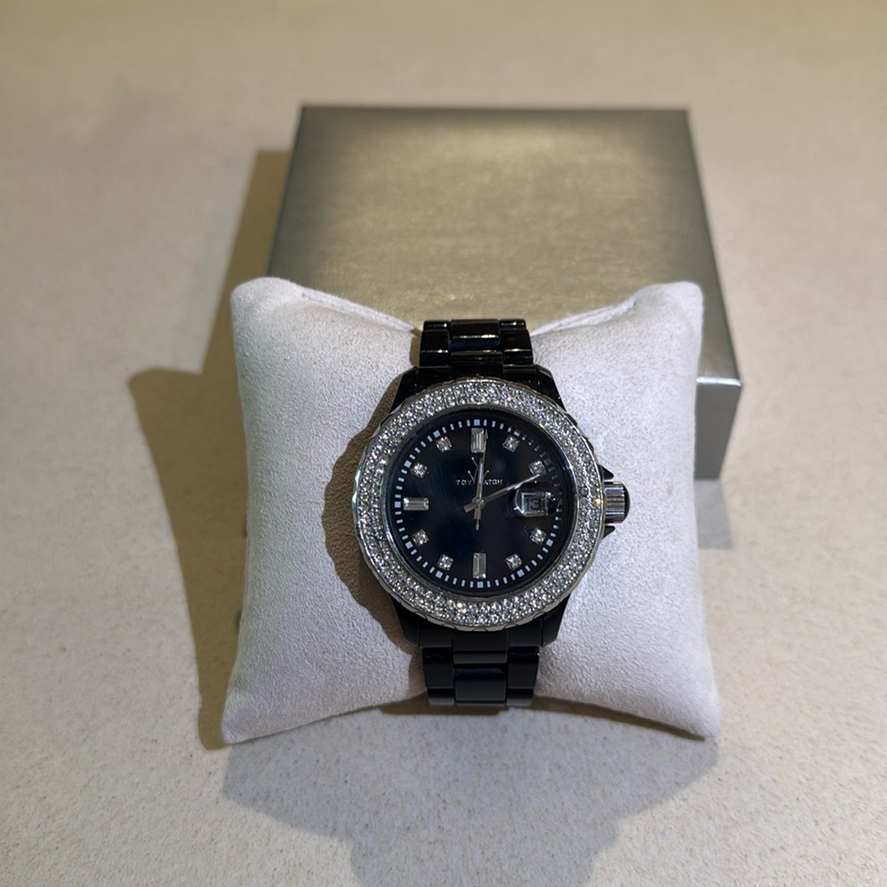 Toy Watch Black Plastermaic Watch Crystal  Accent Link Watch Bracelet